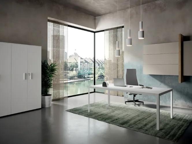 Scrivania Direzionale D1 02 in laccato bianco opaco di Colombini Office