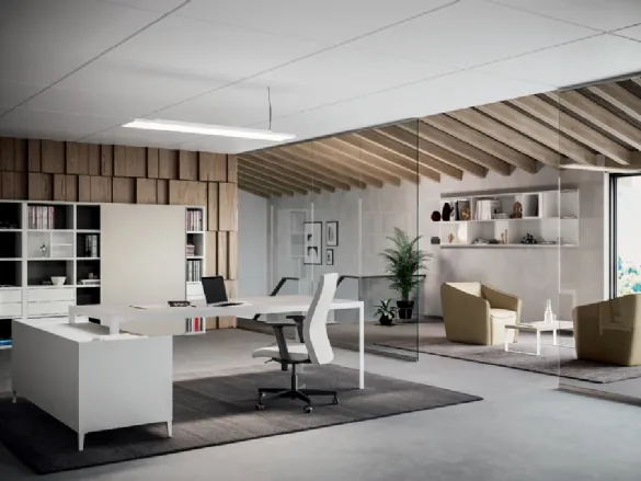 Scrivania Direzionale D1 06 in laccato opaco bianco e melaminico di Colombini Office