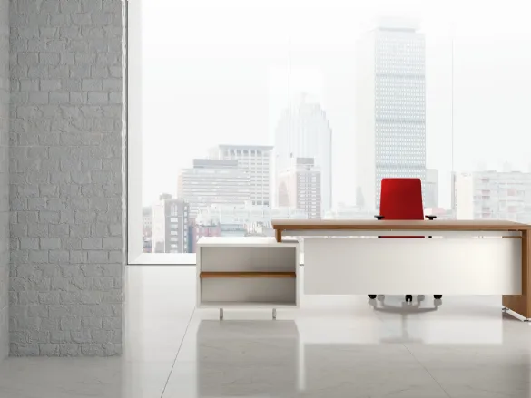 Scrivania Direzionale GO 07 in laccato bianco opaco e melaminico di Colombini Office
