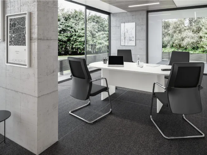 Scrivania Operativa ovale Teko 07 in laccato bianco opaco di Colombini Office