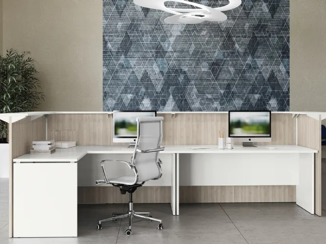 Scrivania Operativa Teko 08 in laccato bianco opaco e melaminico di Colombini Office